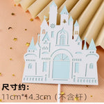 décoration gâteau château conte fées rose blanche bleue or anniversaire enfant fête