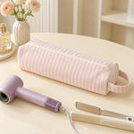 sac rangement outils coiffure rose rayures horizontales moderne voyage étanche velours côtelé doux brosse