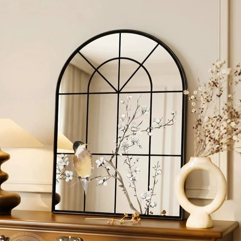 miroir mural noir branches fleuries oiseaux classique suspendu opaque 30x40cm 60x80cm 90x120cm