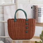 panier osier réutilisable vert rose moderne chic poignées détachables respectueux environnement utilisation multiple