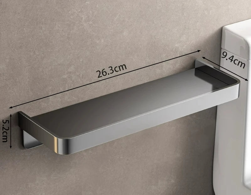 étagère murale moderne étagère métal argenté grille perforations salle bains rangement toilettessupport mural non