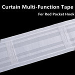 ruban rideaux multifonctionnel rayures horizontales blanc moderne adhésif clips métalliques polyester accessoire décoration maison