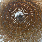 lampe suspendue moderne jaune doré fibres naturelles opacité artisanale métal suspension câble