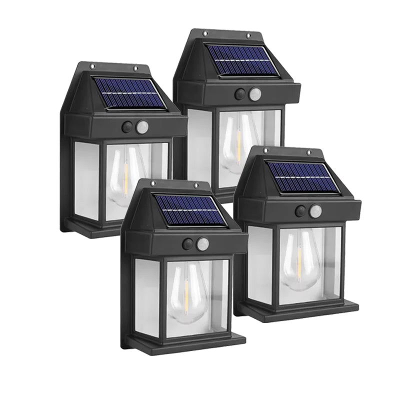 lampe solaire murale noire led transparente moderne capteur mouvement panneau solaire