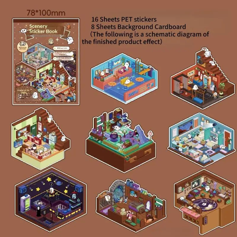 sticker book colorful urban illustrations children cartoon characters paper stickers included