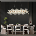 Suspension lumineuse cristal blanc doré fleurs relief moderne élégante chambre salon