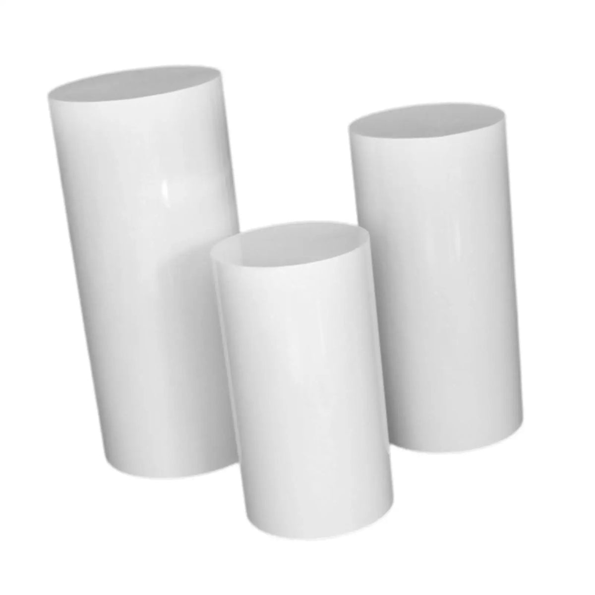 support présentation blanc moderne socle cylindrique pvc lisse mariage anniversaire décoration table gâteau
