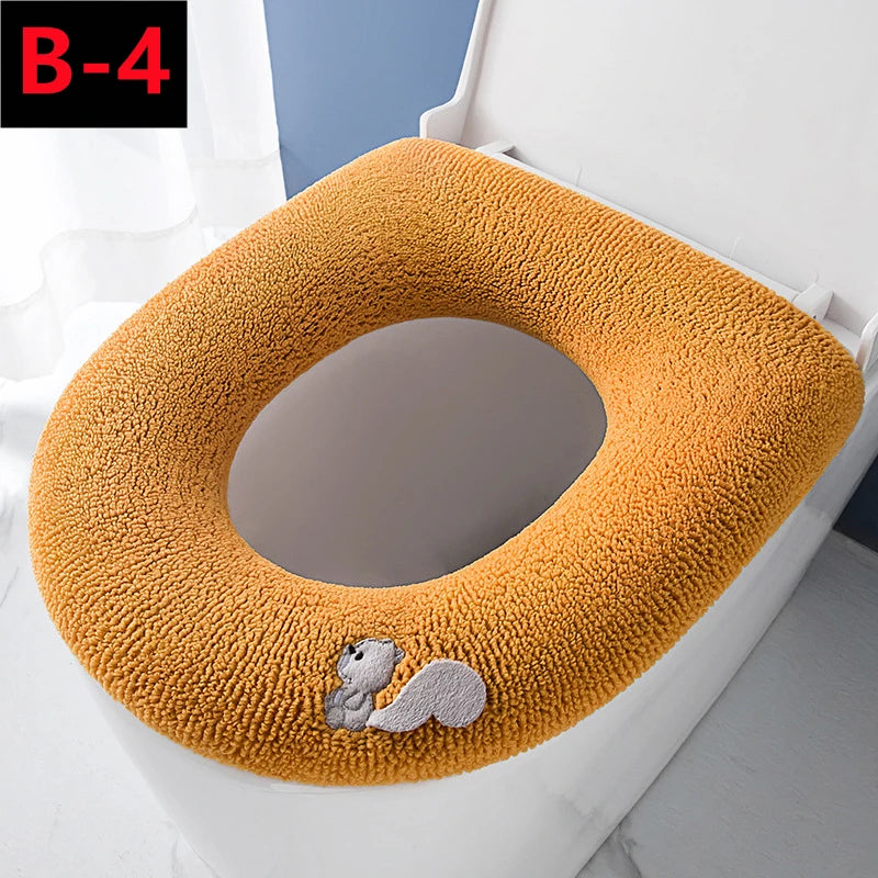 couvre siège toilette violet orange rose bleu microfibre douce adhésif motifs animaux écureuil castor
