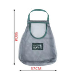 sac rangement maille gris vert moderne poignées crochets LIFE IS HARD ENJOY SOFT