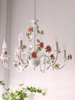 chandelier suspens rose blanc feuilles fleurs shabby chic floral romantiquebranches