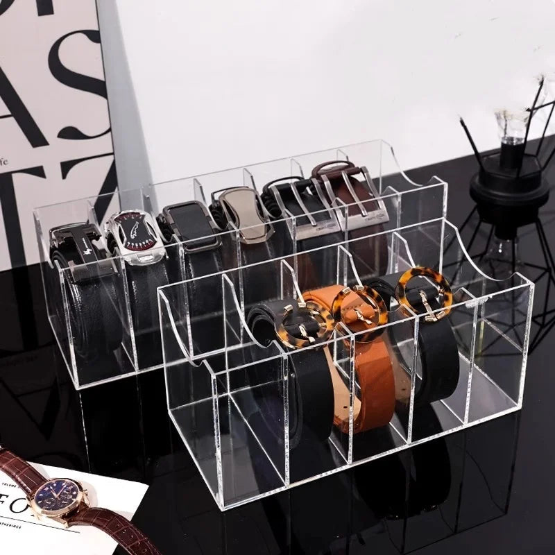 organisateur ceintures acrylique moderne compartiments clips vêtements noir marron beige gris clair