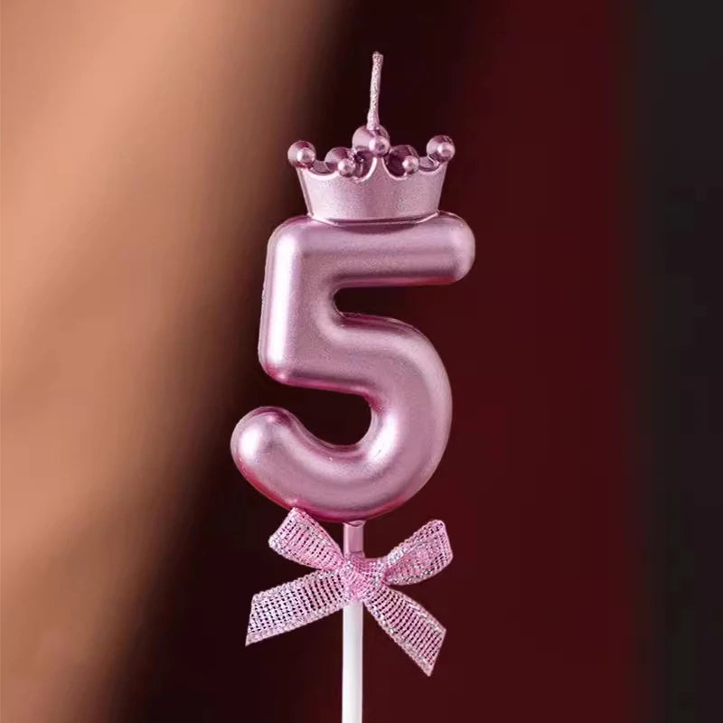 bougies anniversaire numéros rose doré couronnes noeuds décoratifs festives piquets festive
