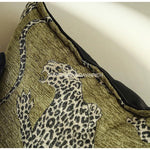 taies d'oreiller jacquard léopard vert olive moderne respectueuses environnement polyester 100% decoration maison