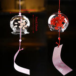 cloches vent japonaises transparentes fleurées traditionnelles ruban soie fixations œilletsintérieur decoration fleurs cerisier transparence