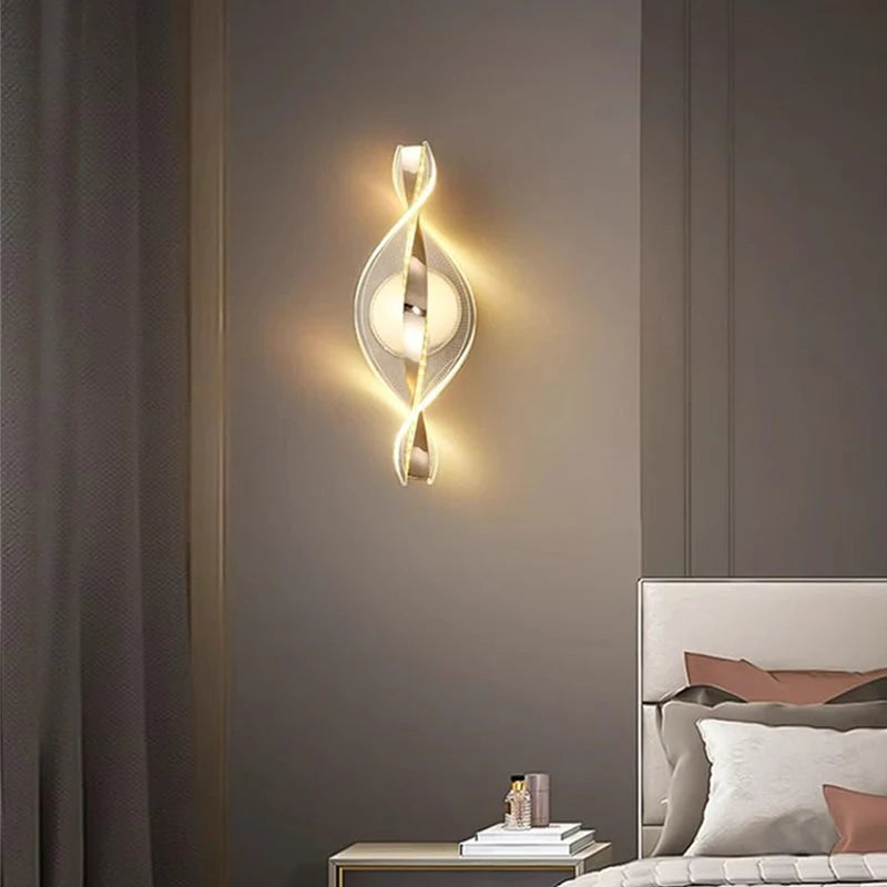 lampes murales modernes or blanc abat jour translucide spirale trois couleurs lumière chambre coucher