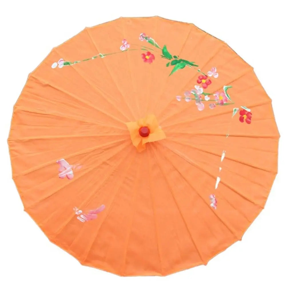 parapluie artisanal traditionnel fleurs insectes peints main vert jaune rouge orange bleu rose opaquet