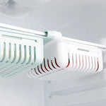 panier rangement réfrigérateur imperméable plastique rose clair vert pastel blanc grille perforation moderne clips