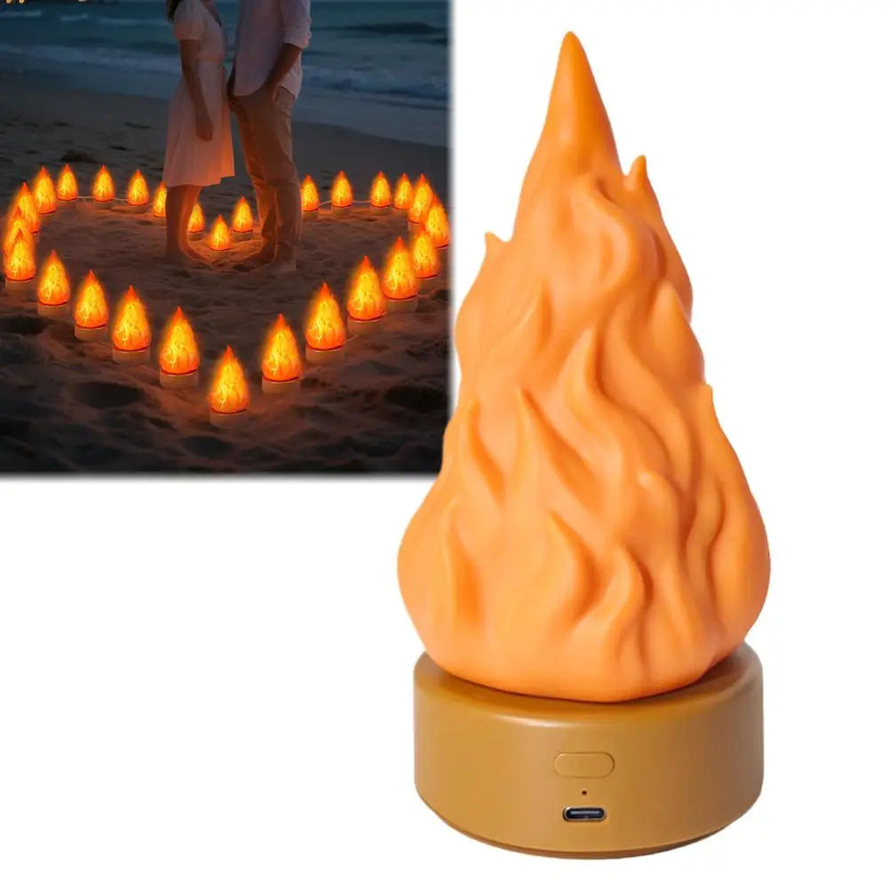lampe led flamme simulation rechargeable orange jaune deco halloween moderne minimalisteextérieur camping veilleuse
