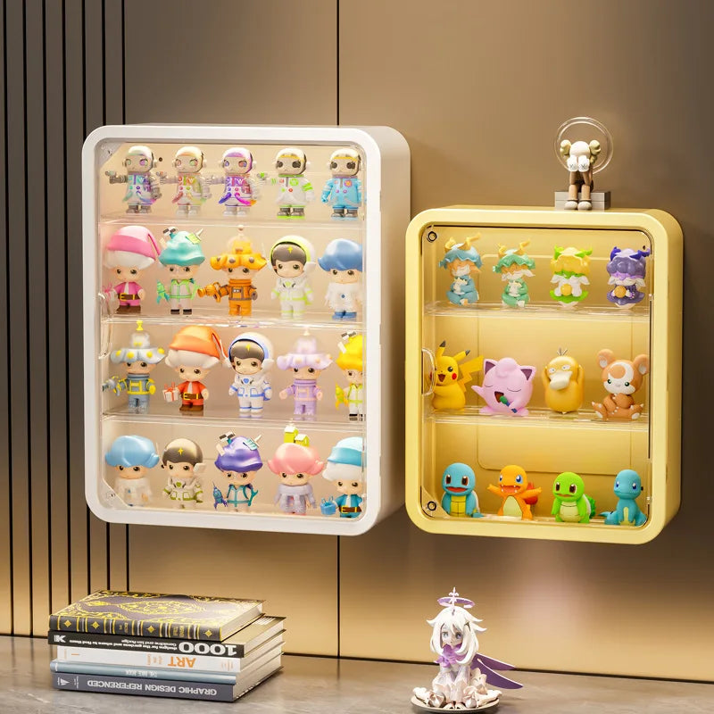 boîtes figurines transparentes modernes beige jaune violet blanc adhésives 30cm 30cm