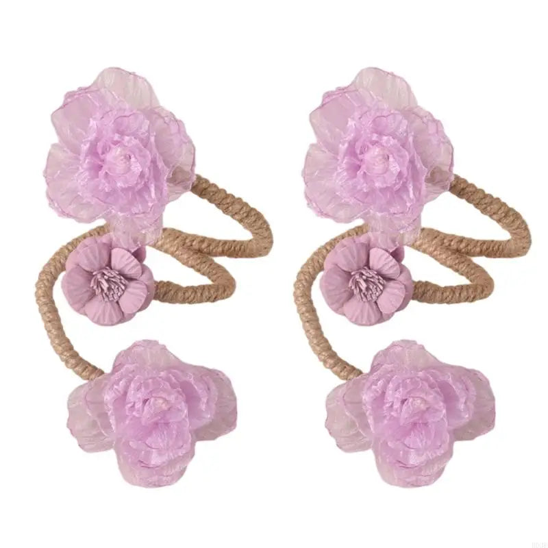 boucles rideau violet rose bleu clair blanc fleurs tulle noeuds corde opaques décoratifs