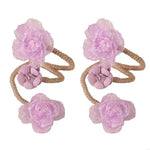boucles rideau violet rose bleu clair blanc fleurs tulle noeuds corde opaques décoratifs