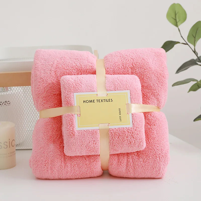serviette bain douce pelucheuse rose bleu clair moderne 100 polyester lavable rapide absorption 70x140cm