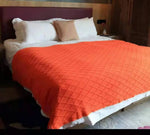 plaid motif losange franges couleurs rose beige vert gris chambre décoration hiver cozy champêtre