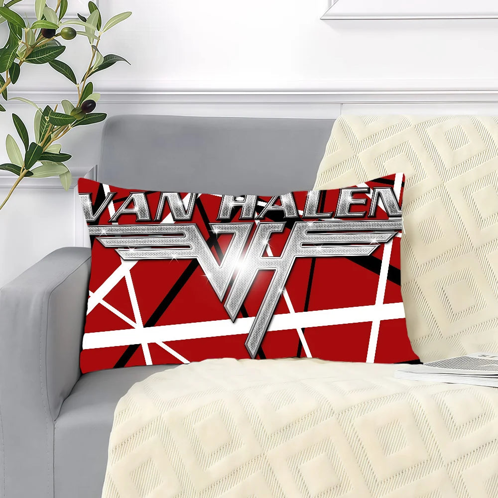 housse coussin imprimé rock band van halen 100 polyester double face moderne diagonale rouge