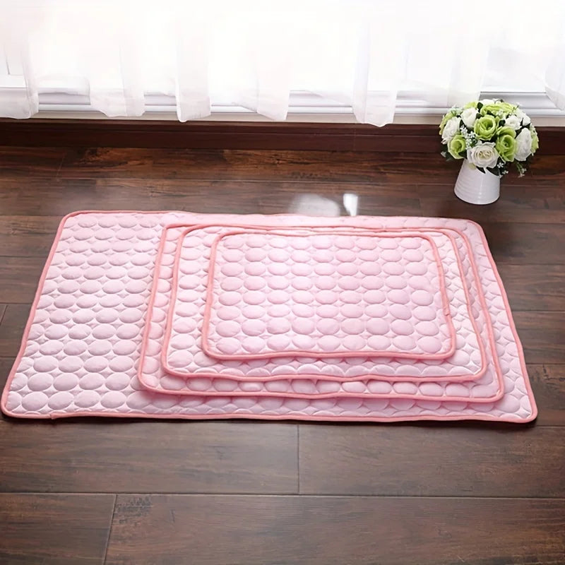 tapis refroidissement animal gris bleu clair texture points moderne confortable été chiens chats tapis