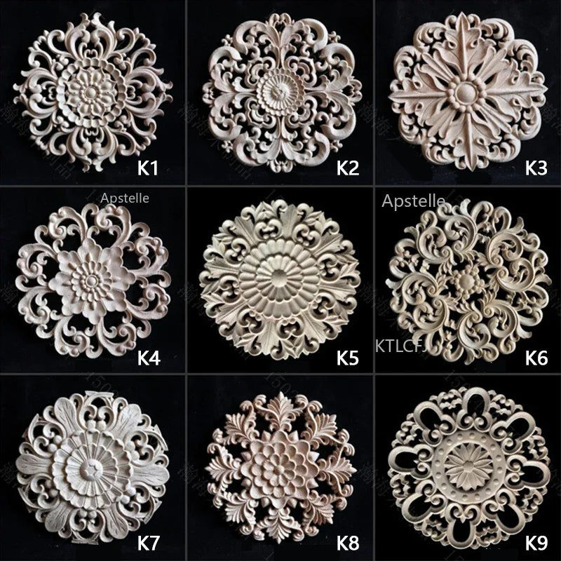 sculpture bois décoration murale fleur baroque artisanale motif géométrique naturel rétro ancien