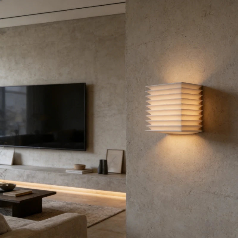 lampe murale moderne blanc plis réguliers led cuisine étude salle manger fixée mur