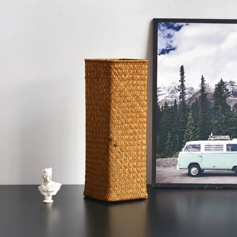 vases rotin tressé naturel rustique décoration maison fleurs séchées réutilisable