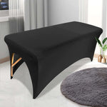housse table extensible spandex polyester coton noir blanc rose bleu marine uni moderne clips