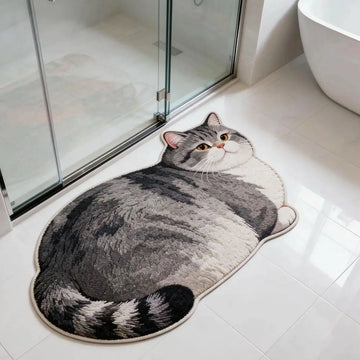tapis bain chat imprimé orange marron gris multicolore salle bain antidérapant rapide absorption