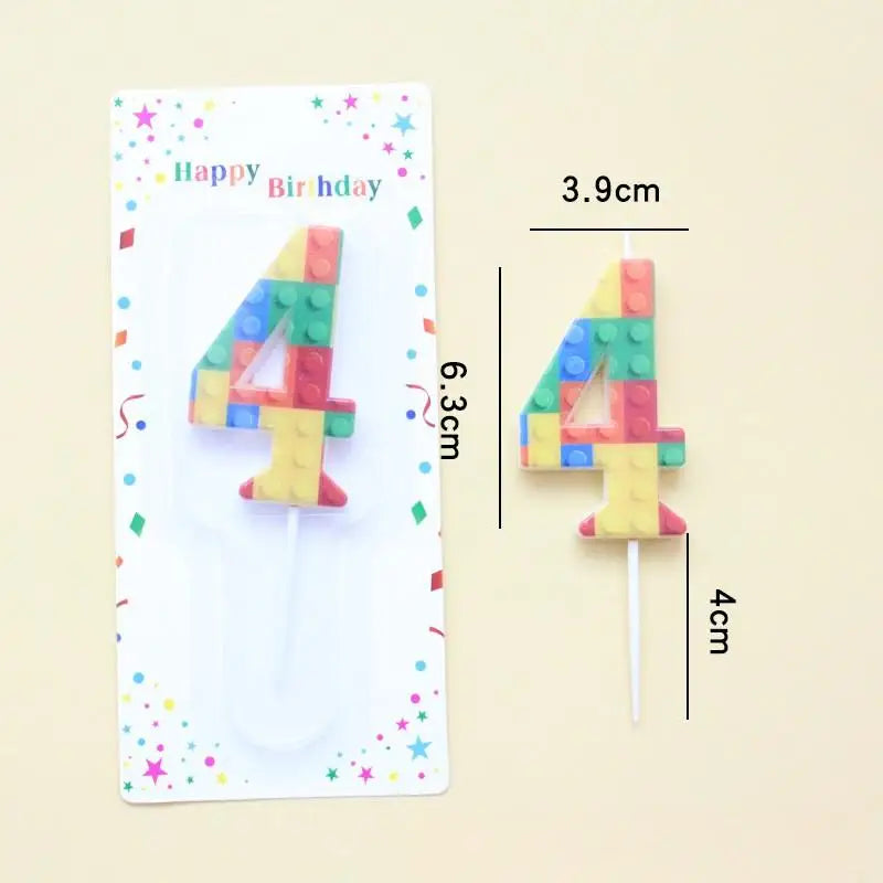 bougies anniversaire chiffres couleurs brique construction rouge jaune bleu vert ludique piquet