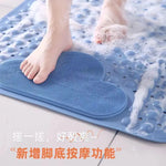tapis bain rose clair gris bleu coeurs points adhésif moderne pvc salle bain douche