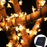 guirlande lumineuse solaire bleu clair fleurs stylisées moderne extérieure décoration fêtes led autonomes