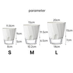 pots plantes transparents moderne minimaliste blanc rose gris rayures diagonales matériau plastique absorption d'eau