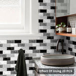 autocollants muraux marbrés modernes résistants l'eau 15cm 30cm noir blanc gris chambre salon