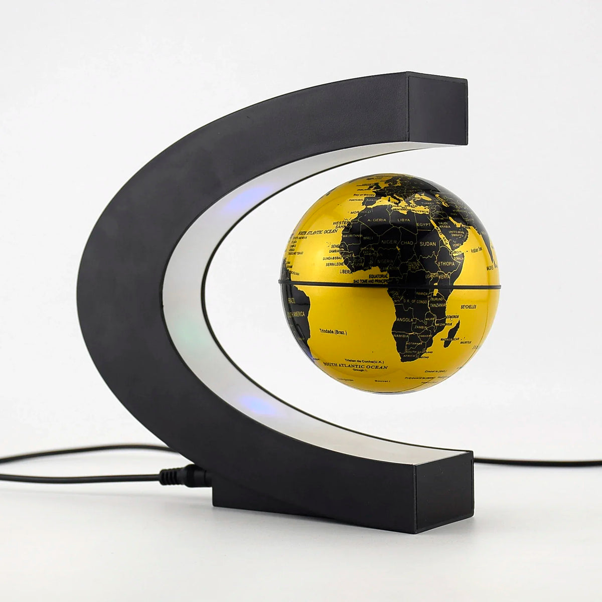 globe magnétique flottant cartographie mondiale led noir bleu doré moderne chambre coucher