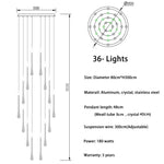 suspension lumineuse or gouttelettes contemporaine 18 lumières spiral transparent élégante