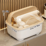 organisateur vaisselle blanc beige violet moderne drainage assiettes bols cuillères tasses rangement hermétique multifonctionnel