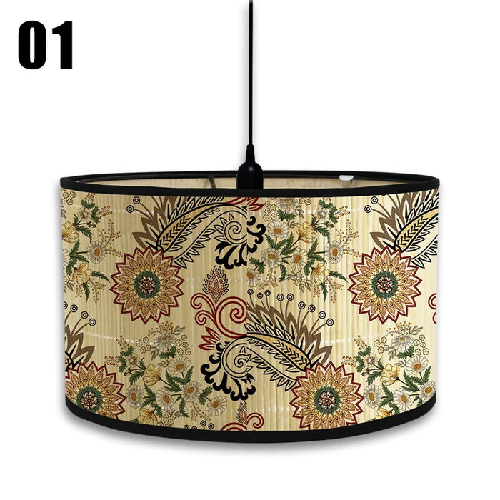 abat jour moderne floral bambou multicolore support métallique douille e27 tringle inclusion vintage