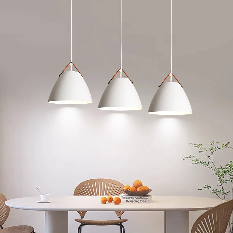 suspension conique moderne opaque alliage noir blanc salon chambre restaurant