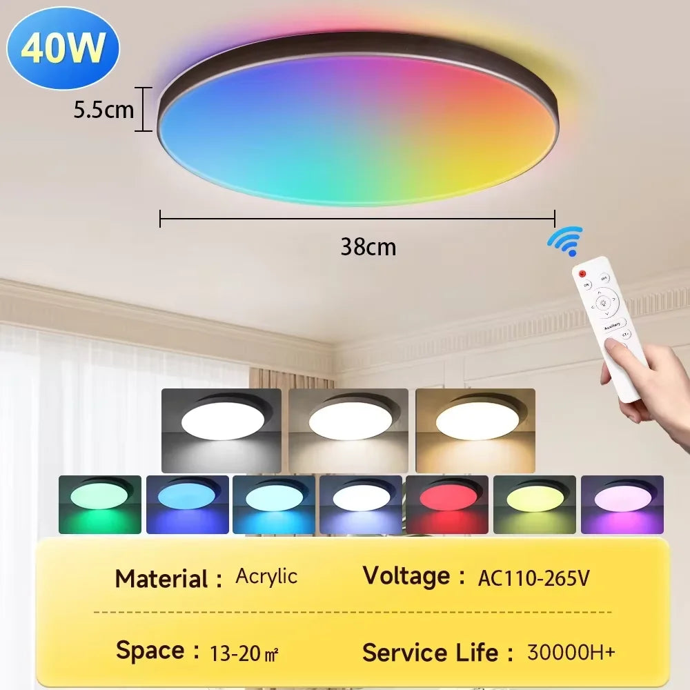 lampe led moderne blanc télécommande facile.surface mount 30w 40w 50w