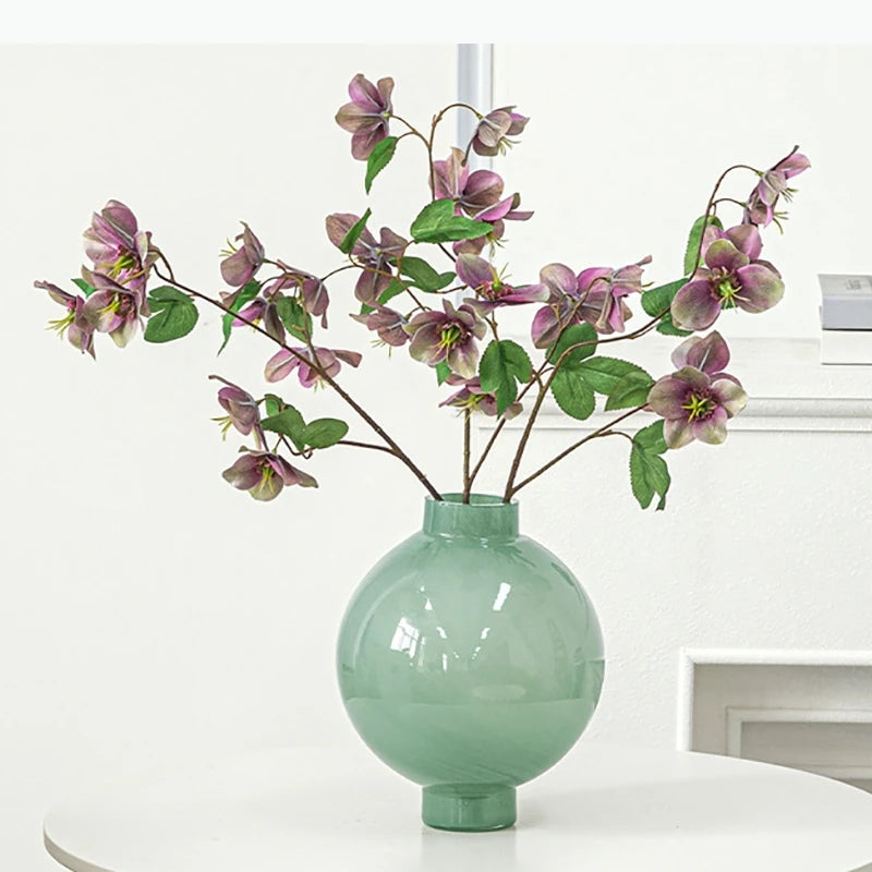 vase verre vert moderne grande taille décoration table arrangement floral