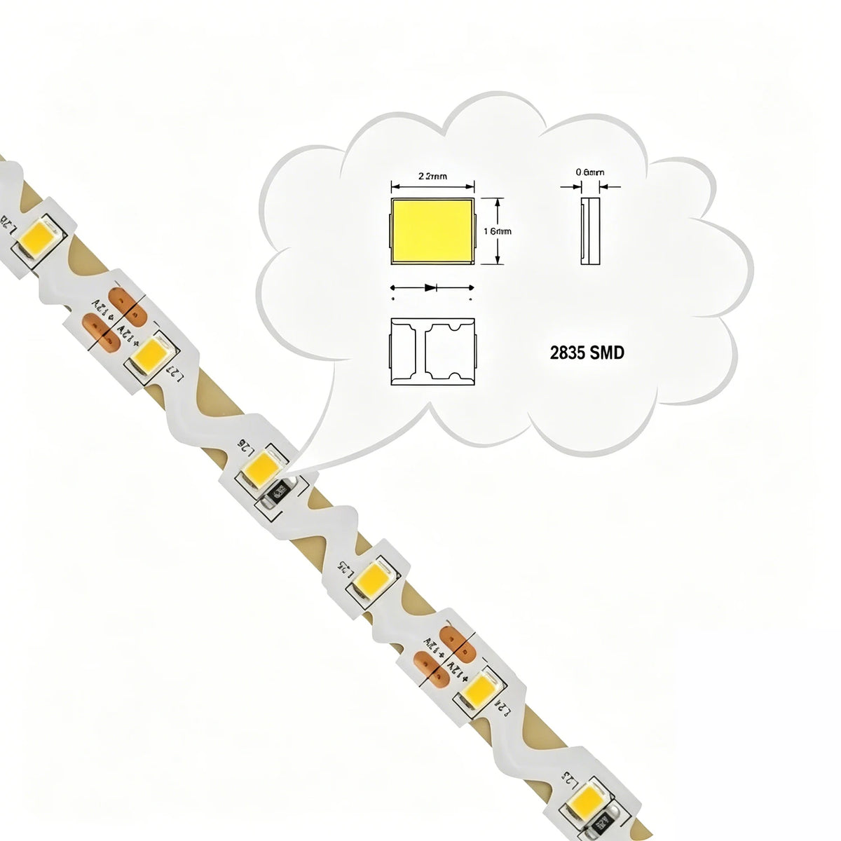 ruban led shaped 60leds 120leds 5m blanc blanc chaud adhésif moderne 2800k 6500k 12v