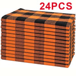 serviettes table orange blanches carreaux classiques pack 12 24 cm45cm