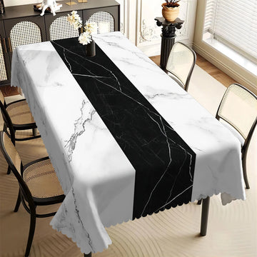 nappe marbre moderne imperméable polyester blanc noir salon restaurant mariageextérieur