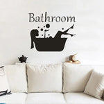 autocollant mural noir femme baignoire bulles graphique minimaliste